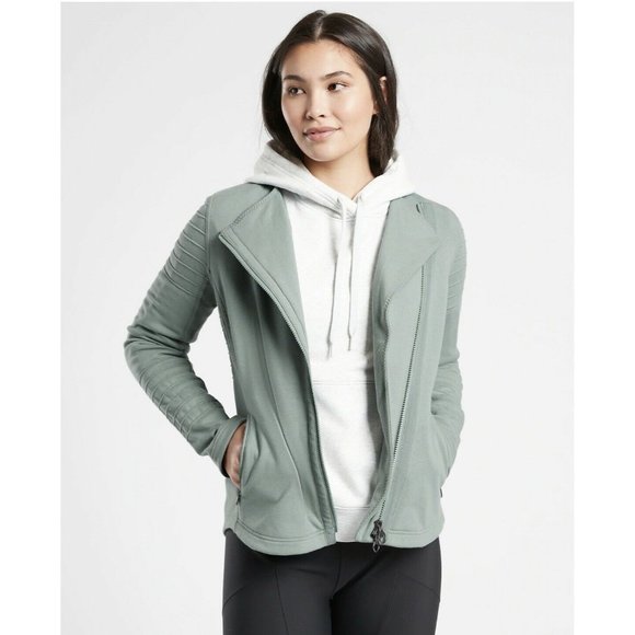 ATHLETA Moto Jacket Sz Medium Minimalistic Grey #982849 FALL 2021 Women’s - Picture 1 of 12